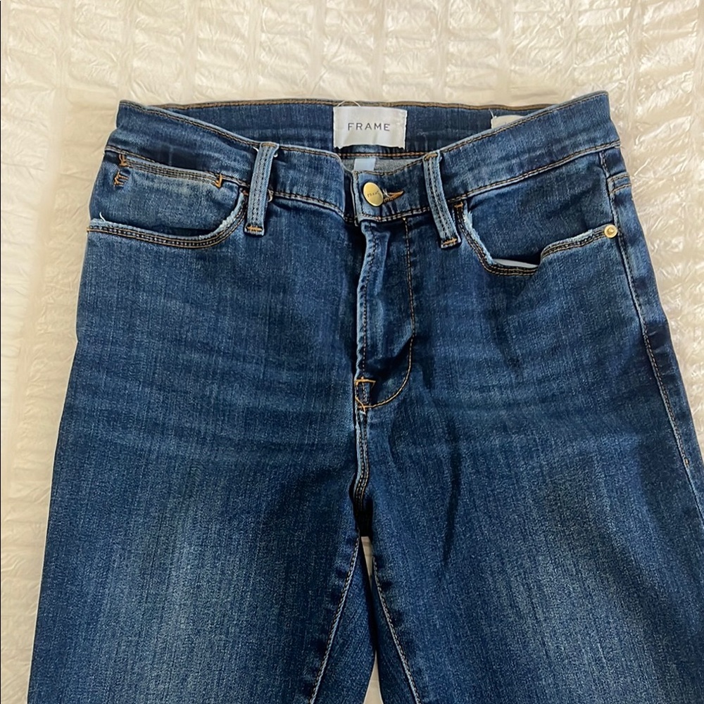 FRAME Le High Straight Dublin Mid High Rise Stretch Cropped Jeans 28